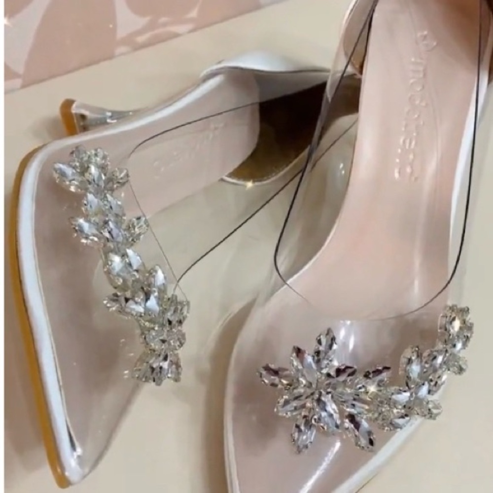 Transparente Cinderella/Elegant Clear Women's Shoes with Crystal Embellishments